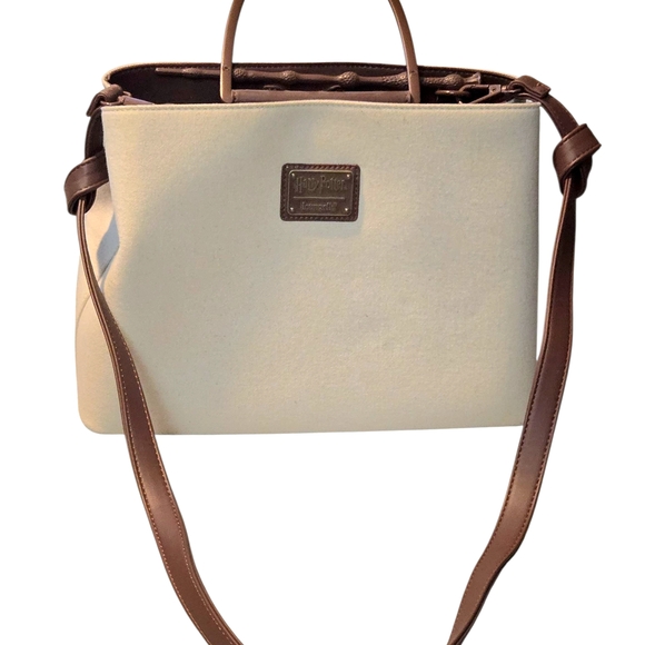 NWT Loungefly Warner Bros. Harry Potter Tan & Brown Purse with Crossbody Strap - Picture 8 of 11